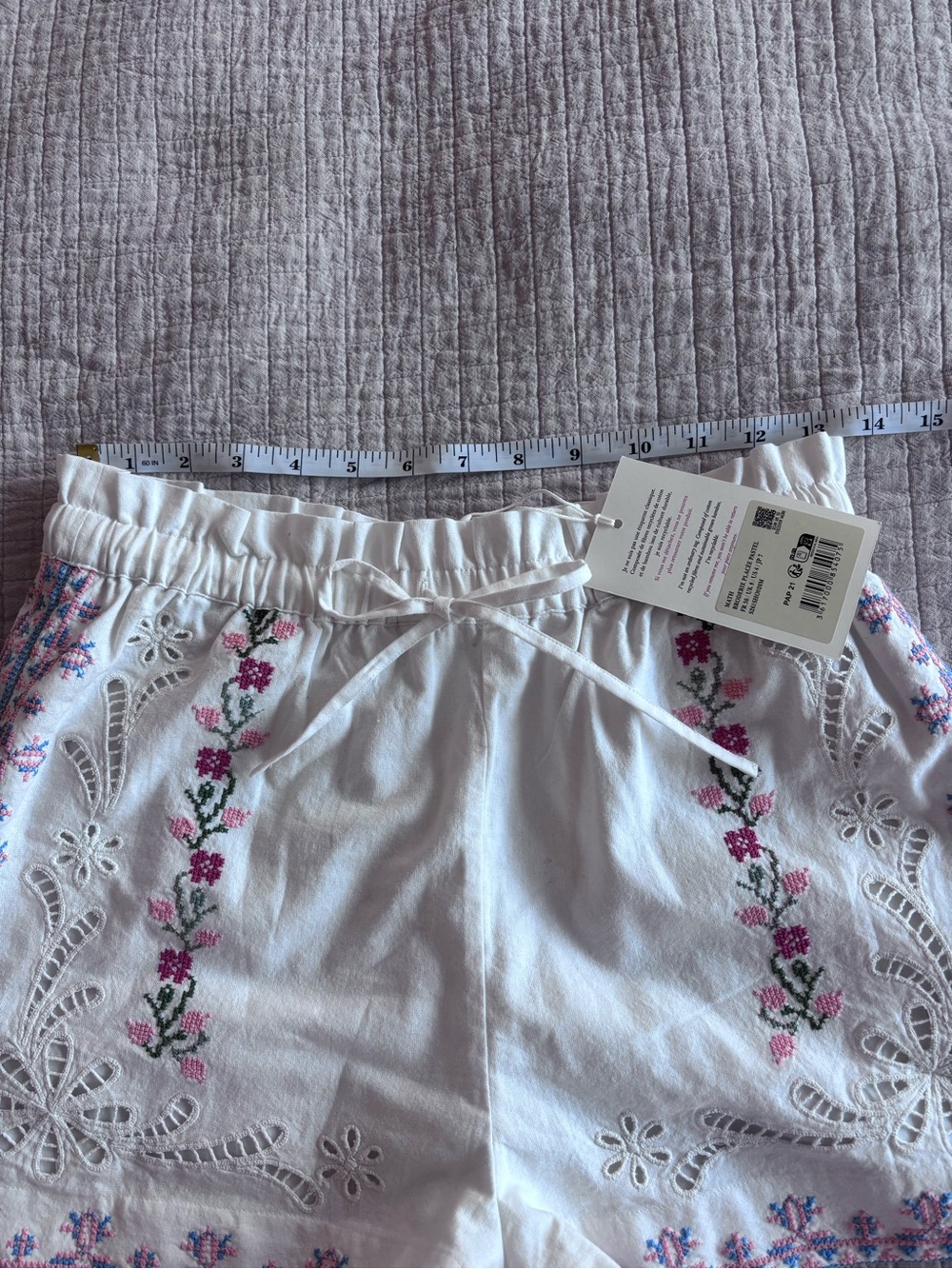 NWT Sézane Math Shorts in Placed Pastel Embroidery Size 4/36 - Picture 6 of 7